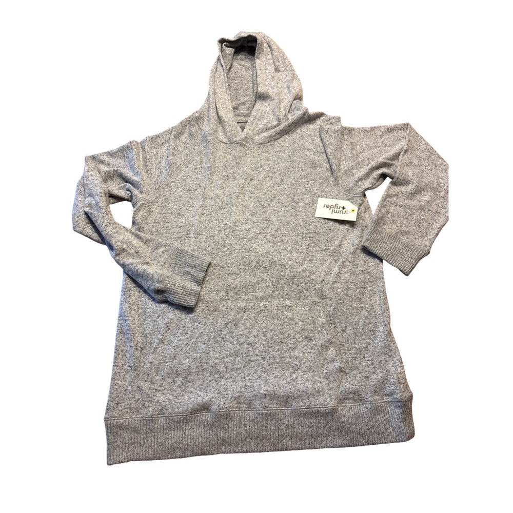 Rumi + Ryder Boys Heathered Grey Knit Hoodie Sweatshirt Size L 12-14 NWT
